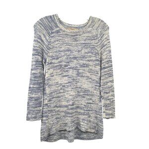 LOFT Womens Knit Pullover Sweater Long Sleeve Violet/White Size Small